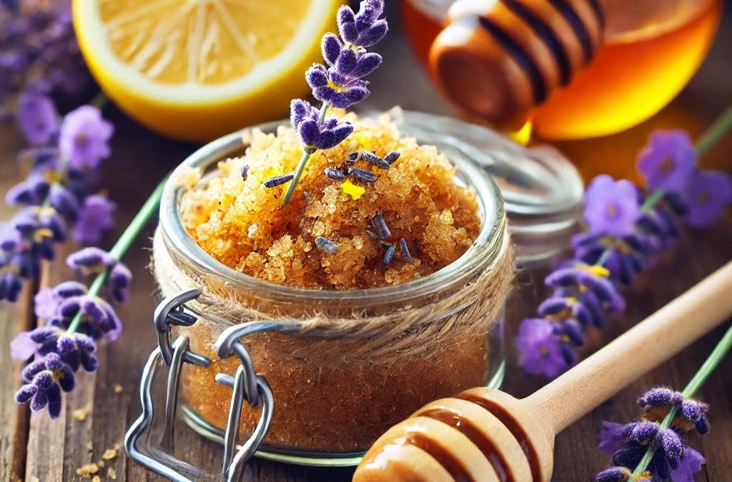 DIY Brown Sugar & Honey Lip Scrub with Lavender and Lemon Essential Oils